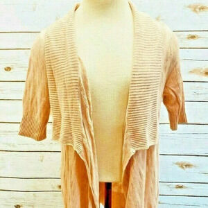 HALOGEN Women Short Sleeve Cardigan Asymmetrical Hem Casual Sweater Size Small